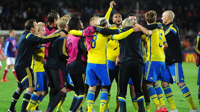 Suecia celebra su pase a la final. | Foto: Getty Images