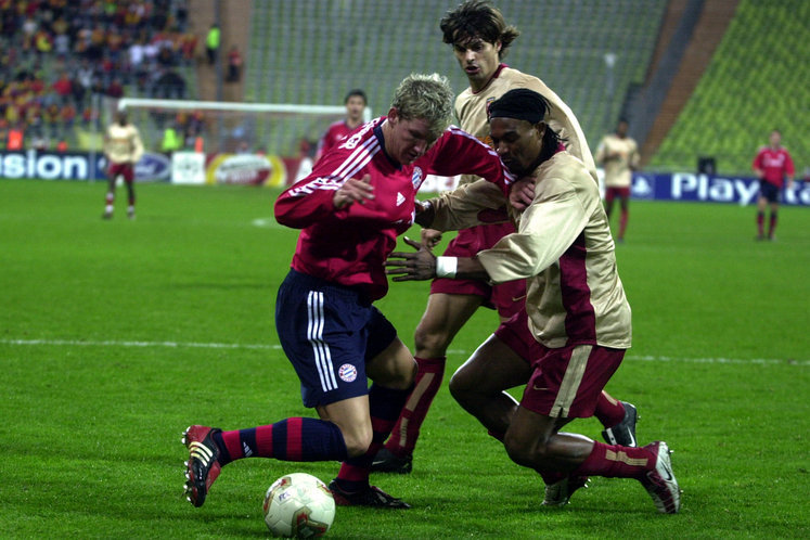 A young Bastian Schweinsteiger making his debut, for Bayern, in the Champions League