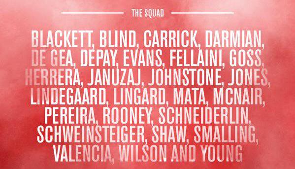 Manchester United pre-season squad