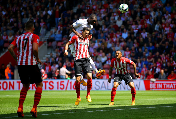 Benteke leaps above Southampton defender Jose Fonte to win a header. (Picture: Getty Images)