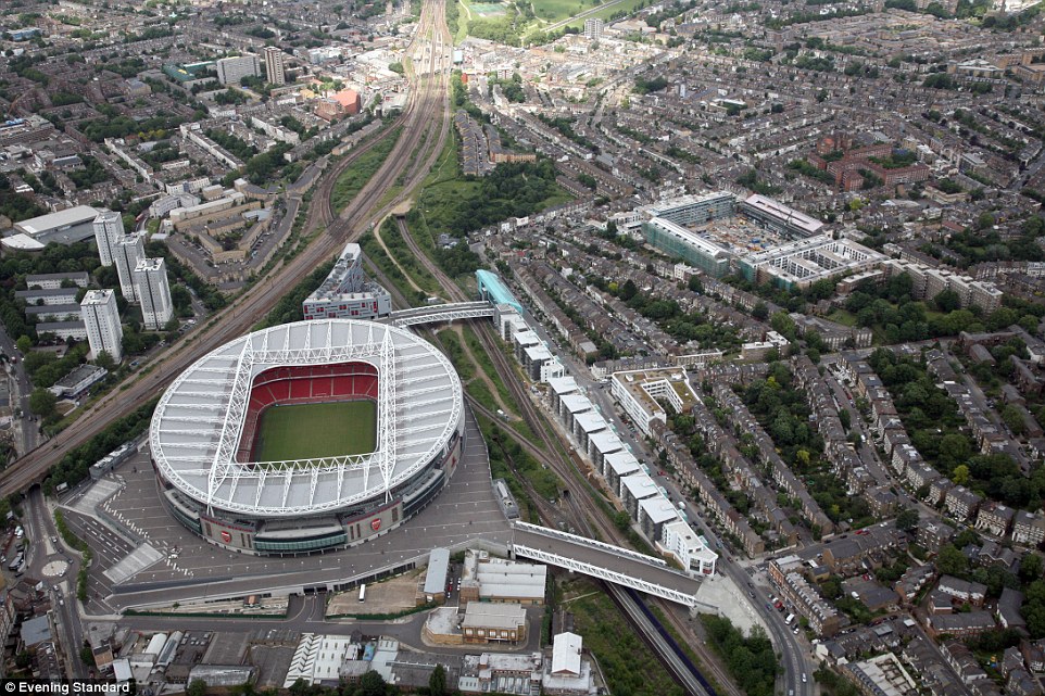 Distancia entre Highbury y el Emirates Stadium en una foto de 2008