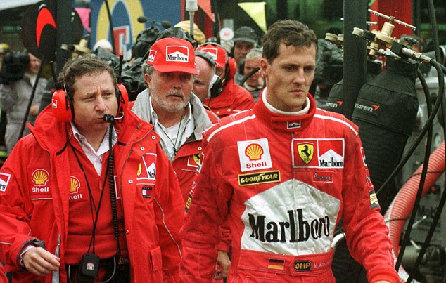 Schumacher went to confront Coulthard following their crash