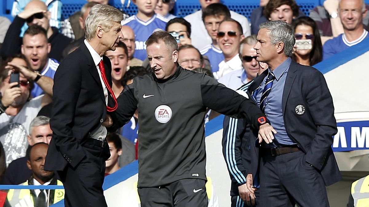 Mourinho y Wenger se empujaron en un encuentro. Fotografía: Fox Sports