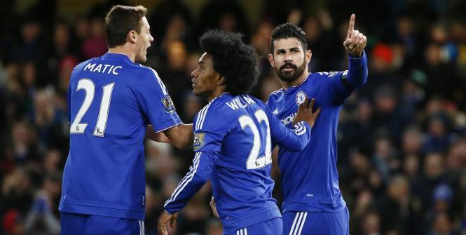 Diego Costa & Co. celebrate against Norwich City