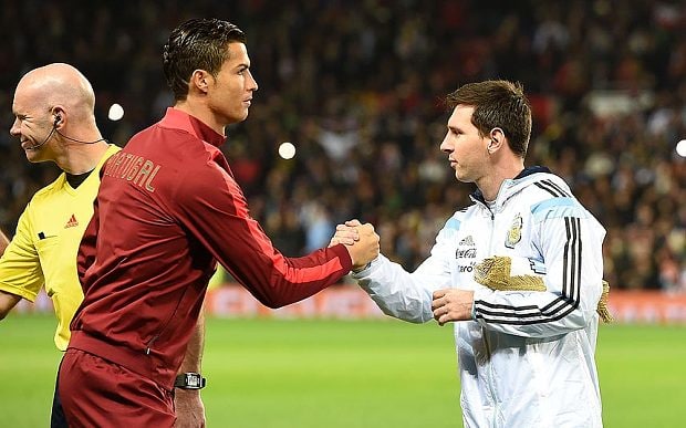 Cristiano Ronaldo faces Lionel Messi (photo: getty)