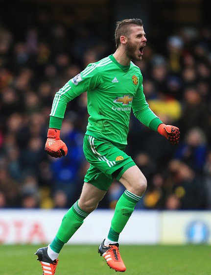 David De Gea celebrates against Watford