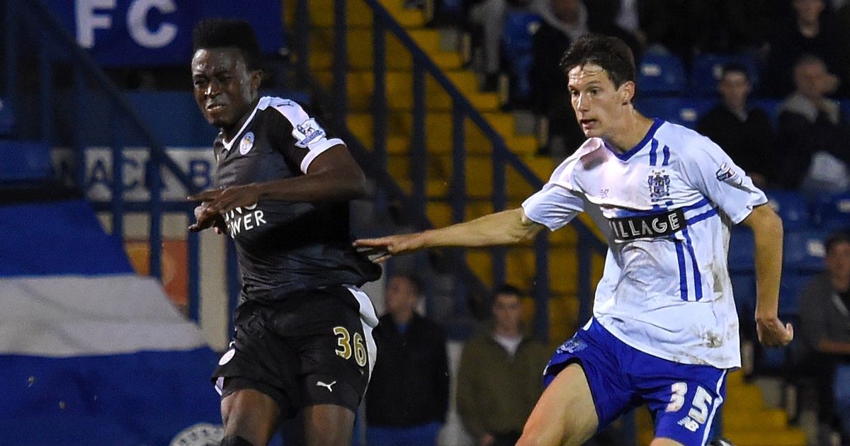 Matty Foulds in action for Bury against Leicester City