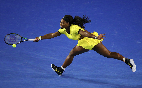 Serena Williams during an action shot in Melbourne Source:Getty Images/Cameron Spencer