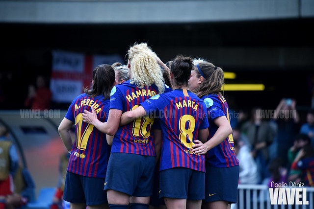 Celebración del gol conseguido ante el Bayern de Múnich en el partido de vuelta de las semifinales de la UEFA Women's Champions League | Foto de Noelia Déniz, VAVEL