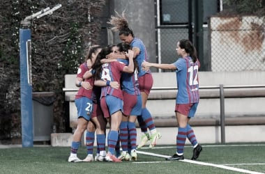 El Barça B Femení celebrando un gol. Foto: FC Barcelona