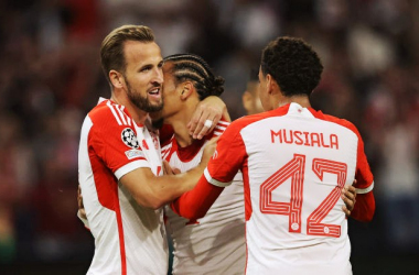 Kane, Sané y Musiala celebran un gol ante el United | Foto: FC Bayern