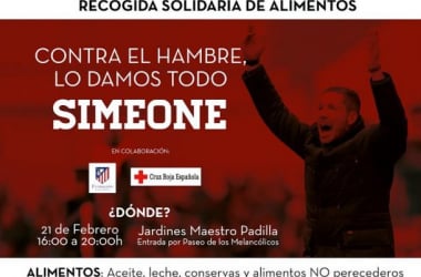 Simeone convoca a la afición para darlo todo contra el hambre