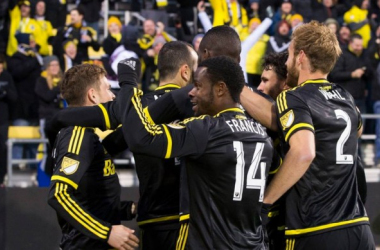 Quick Goal By Justin Meram Leads Columbus Crew Past New York Red Bulls 2-0 In Leg 1 Of Eastern Conference Finals