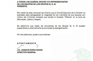 Se cancelan partidos de Tercera División por Huracán Patricia