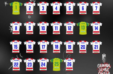 Los dorsales del Granada CF para la temporada 2016/2017