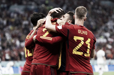 España celebrando un gol contra Alemania/ Fuente: Selección Española