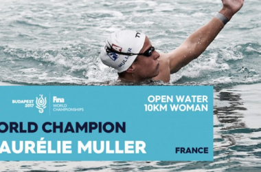 Insaciable Aurélie Muller, revalidando el título mundial de los diez Km en Budapest