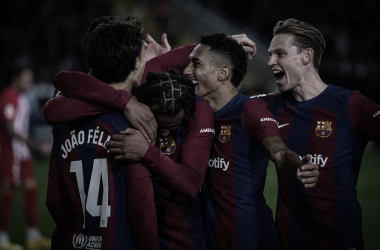 Los jugadores celebrando el gol de Joao Félix | FC Barcelona