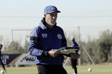 ÚLTIMOS ENSAYOS. Daniel Oldrá tuvo una buena semana entrenó con todos a disposición no tiene lesionados ni suspendidos. Foto: Prensa Godoy Cruz