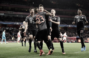 Lewandowski, Robben, Dou. Costa e Vidal (2) rimontano il gol di Walcott: l'Arsenal perde 5-1 e viene eliminato