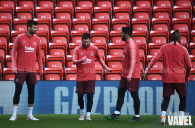 Último entrenamiento de cara al partido ante el Liverpool