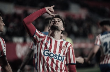 Alex Baena celebrando su cuatro gol de la temporada / Foto: LaLiga Smartbank