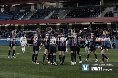 Las jugadoras celebrando un gol ante el Levante las Planas. - Foto: Ferran Clotet VAVEL