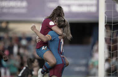 Lieke Martens y Alexia Putellas celebrando el 1-0, semifinal Copa de la Reina| Foto: FC Barcelona