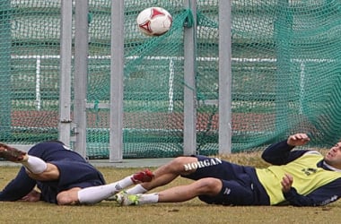 Entrenamiento con partido entre el Salamanca y su filial