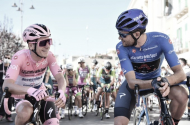 Imagen de Joao Almeida y Filippo Ganna juntos. Foto de la cuenta oficial del Giro de Italia. @girodeitalia