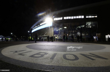 BRIGHTON, ENGLAND - JANUARY 18: General view outside the stadium prior to the Premier League match between Brighton & Hove Albion and Chelsea at American Express Community Stadium on January 18, 2022 in Brighton, England. (Photo by Bryn Lennon/Getty Images)