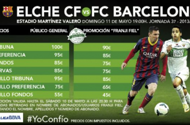 El club publica los precios generales para el partido frente al Barcelona