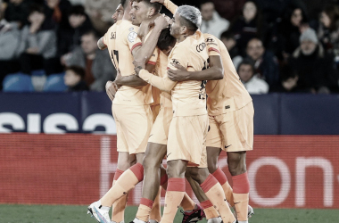 Los jugadores rojiblancos celebran el gol de Llorente. Foto: Twitter oficial del Club Atlético de Madrid