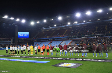 <span style="color: rgb(8, 8, 8); font-family: Lato, sans-serif; font-size: 14px; font-style: normal; text-align: start; background-color: rgb(255, 255, 255);">&nbsp;The teams line up against the backdrop of an empty away section due to fan disturbance prior to kick off during the UEFA Europa Conference League 2023/24 Group E match between Aston Villa FC and Legia Warszawa at Villa Park on November 30, 2023 in Birmingham, England. (Photo by Marc Atkins/Getty Images)</span>