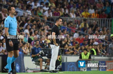 Xavi durante el partido ante el Viktoria Plzen| Foto: Noelia Déniz-VAVEL
