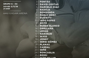 Lista de convocados para el Ajax contra el Celta de Vigo