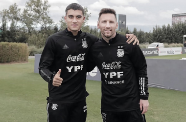 CUMPLIRÁ NUEVAMENTE EL SUEÑO. Bounanotte(izquierda) entrenará unos días a la par de su ídolo Messi. Foto: Web