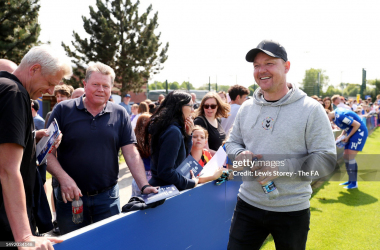 Everton Women's manager, Brian Sorensen (Photo by Lewis Storey/The FA via Getty Images)