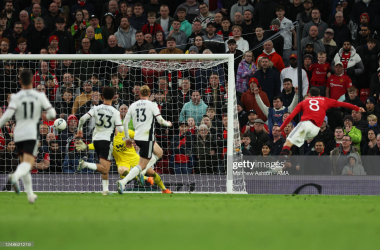 Bruno Fernandes sealing victory for Manchester United (Photo Credit: Matthew Ashton - AMA