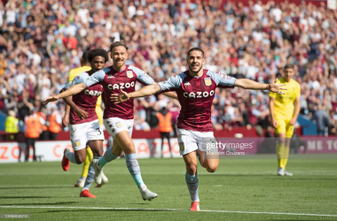 Emi Buendia scores his first goal for Aston Villa in front of a packed out Villa Park&nbsp;(Photo by Malcolm Couzens/Getty Images)