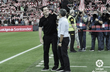 Los entrenadores antes del partido | Foto: LaLiga Santander