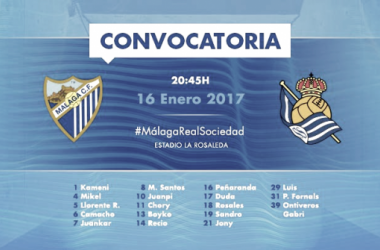 Gabri, del filial, entra en la convocatoria del Málaga CF