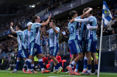 El equipo blanquiazul en el último encuentro / Fuente: Málaga CF (X)