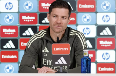 Xabi Alonso compareciendo en rueda de prensa | Fuente: realmadrid.com