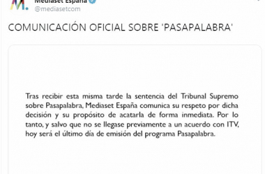 'Pasapalabra' se despide de las tardes de Telecinco