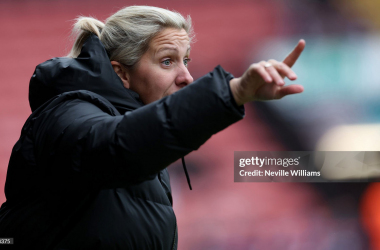 Aston Villa Women's manager, Carla Ward (Photo via Neville Williams via Getty Images)