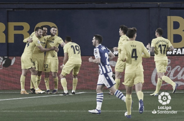 Celebración de un gol frente a la Real Sociedad / Foto: LaLiga Santander