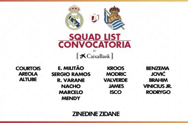 Convocatoria del Real Madrid vs Real Sociedad en cuartos de Copa del Rey 2019-2020