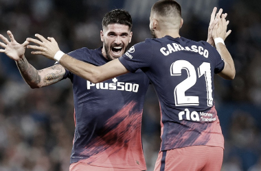 De Paul Y Carrasco celebrando el primer gol del encuentro. Fuente: Página oficial Atlético de Madrid.