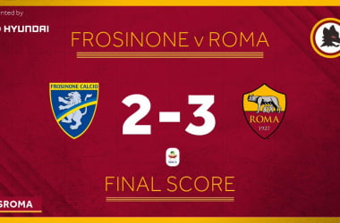 Serie A - La Roma vince in rimonta a Frosinone e rimane attaccata al Milan (2-3)